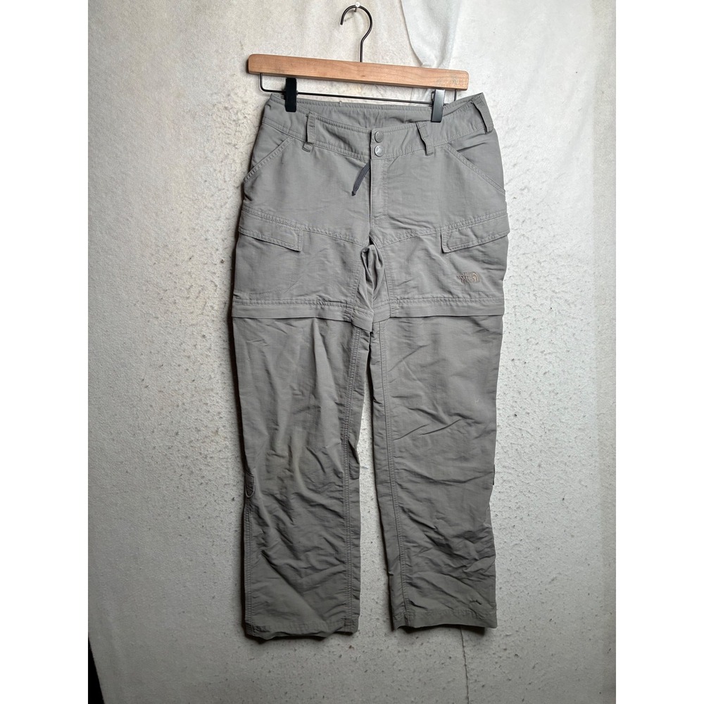 The North Face Womens Convertible Hiking Pants Gray Zip Off Cargo Size 2 8881